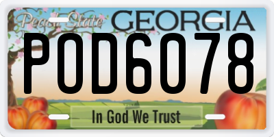GA license plate POD6078