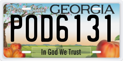 GA license plate POD6131