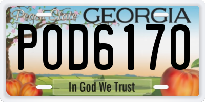 GA license plate POD6170