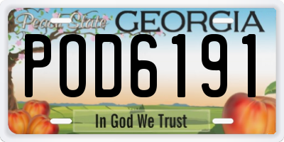 GA license plate POD6191