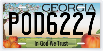 GA license plate POD6227