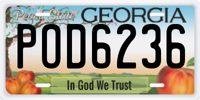 GA license plate POD6236