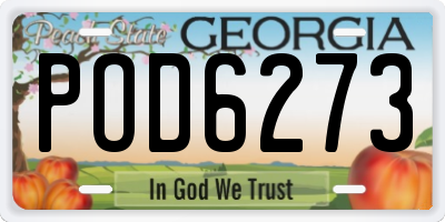 GA license plate POD6273