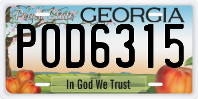 GA license plate POD6315