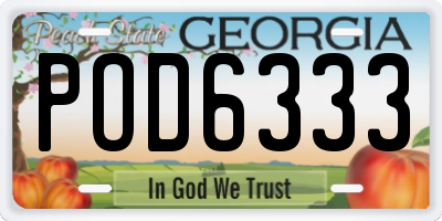 GA license plate POD6333
