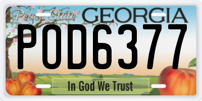 GA license plate POD6377