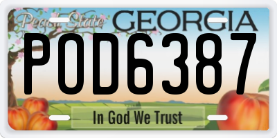 GA license plate POD6387