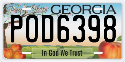 GA license plate POD6398