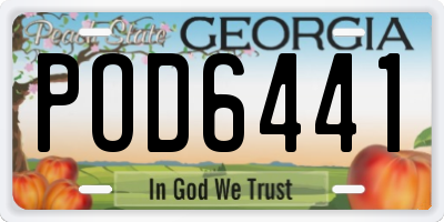 GA license plate POD6441