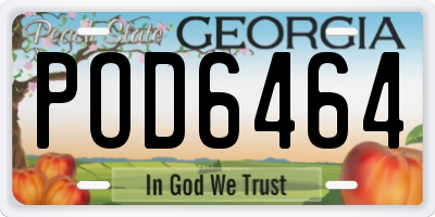 GA license plate POD6464