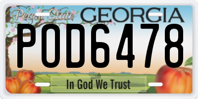 GA license plate POD6478