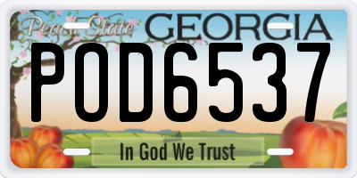 GA license plate POD6537