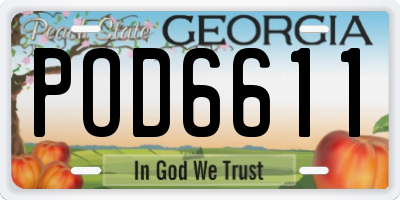 GA license plate POD6611