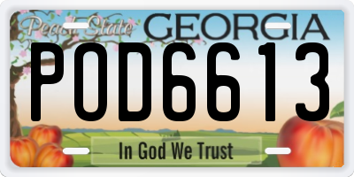 GA license plate POD6613