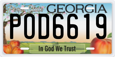 GA license plate POD6619