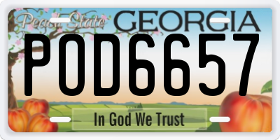 GA license plate POD6657