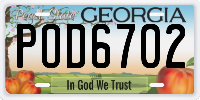 GA license plate POD6702