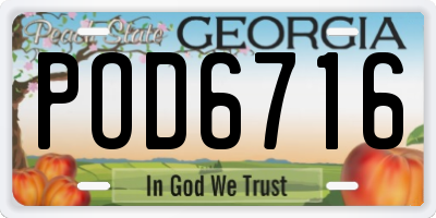 GA license plate POD6716