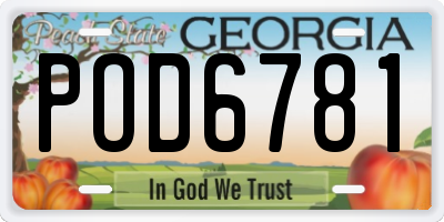 GA license plate POD6781