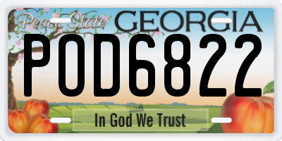 GA license plate POD6822