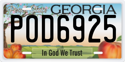 GA license plate POD6925