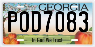 GA license plate POD7083