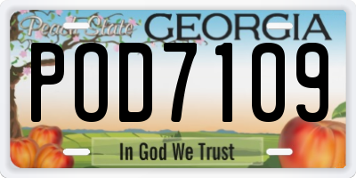 GA license plate POD7109