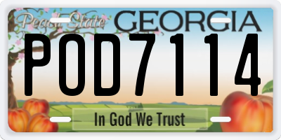 GA license plate POD7114