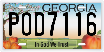 GA license plate POD7116