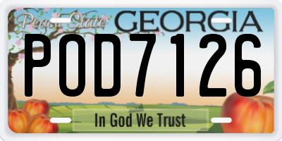 GA license plate POD7126