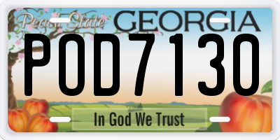 GA license plate POD7130