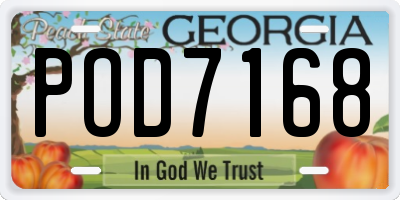 GA license plate POD7168