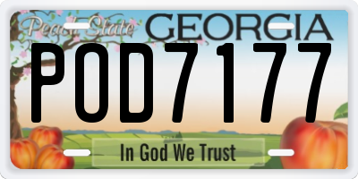 GA license plate POD7177