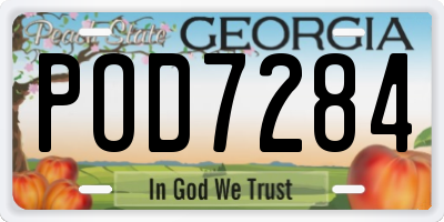 GA license plate POD7284