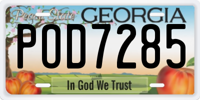 GA license plate POD7285