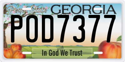 GA license plate POD7377