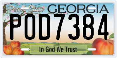 GA license plate POD7384