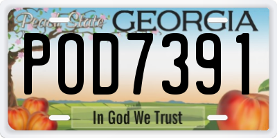 GA license plate POD7391
