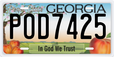 GA license plate POD7425