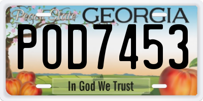 GA license plate POD7453