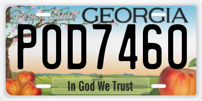 GA license plate POD7460