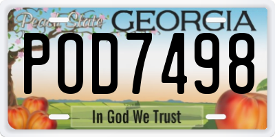 GA license plate POD7498