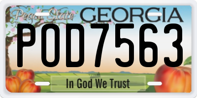 GA license plate POD7563