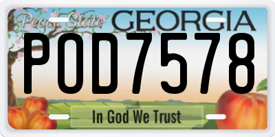 GA license plate POD7578