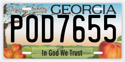 GA license plate POD7655