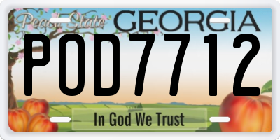 GA license plate POD7712