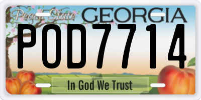 GA license plate POD7714