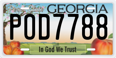 GA license plate POD7788