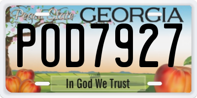 GA license plate POD7927