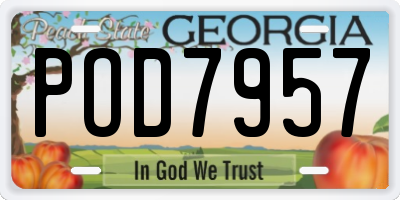 GA license plate POD7957